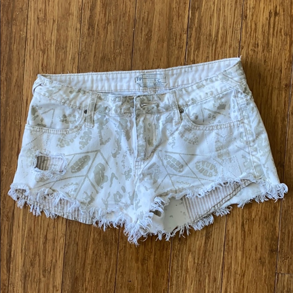 Free People White Denim Cutoff Shorts